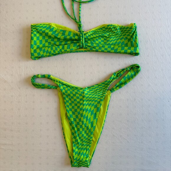 Frankie's Bikinis - Green Checker Bikini - Picture 2 of 2